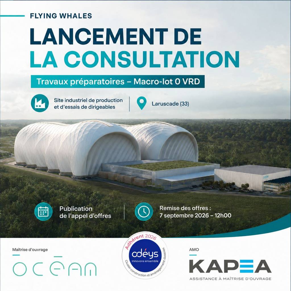KAPEA assistance maitrise ouvrage INDUSTRIE FLYING WHALES LARUSCADE TRAVAUX PRÉPARATOIRES LANCÉS