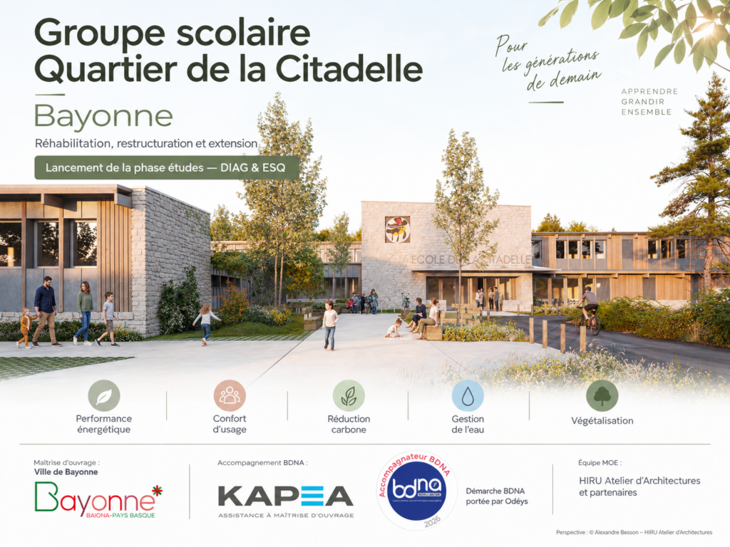 kapea assistance maitrise ouvrage Groupe scolaire de la Citadelle à Bayonne Lancement des études
