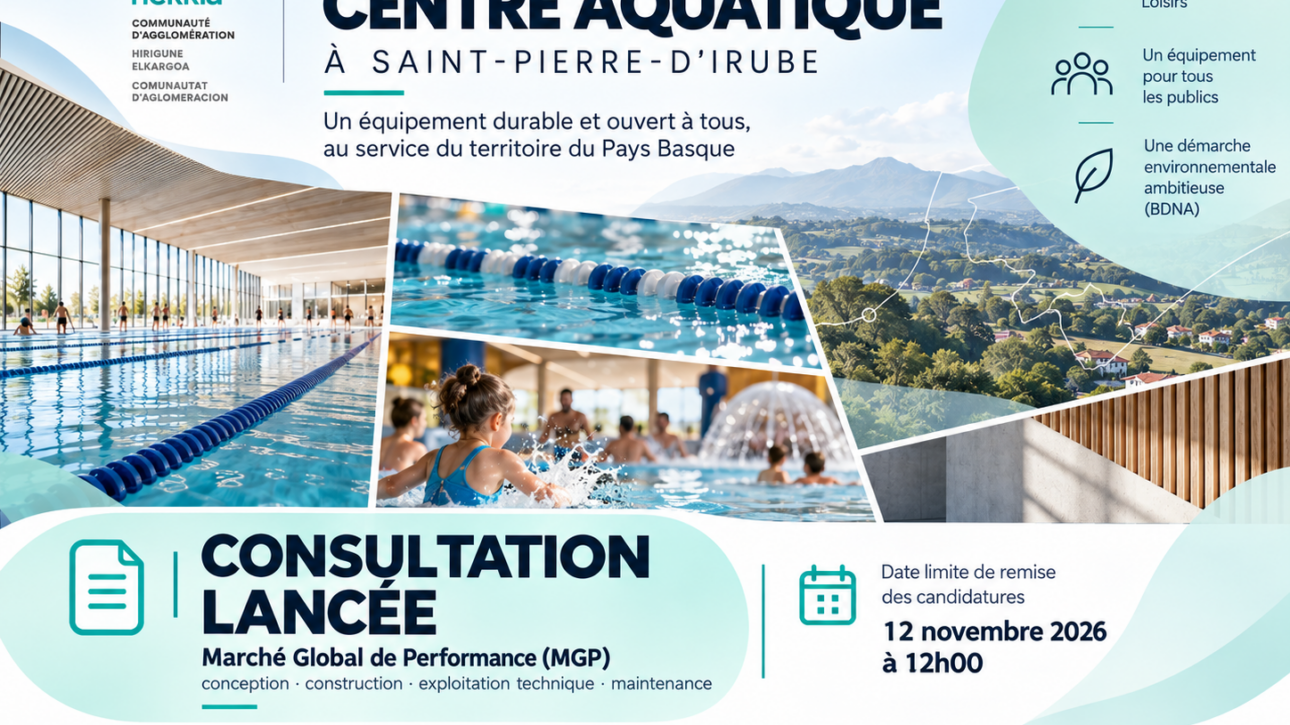 Equipement aquatique – lancement du MGP pour la nouvelle piscine du Pays Basque
